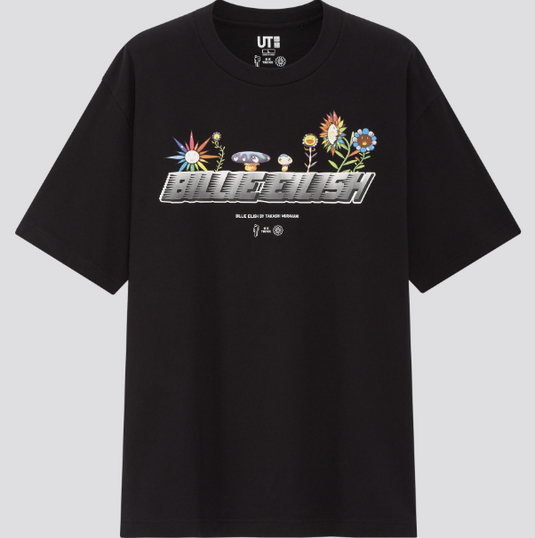 Billie Ellish x Takashi Murakami Multi-Flower Black Tee