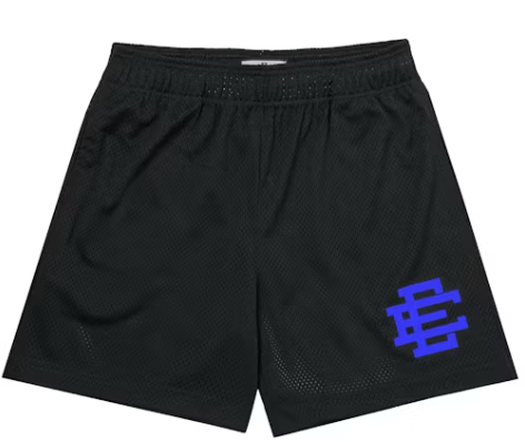 Eric Emanuel Black Blue Logo Shorts