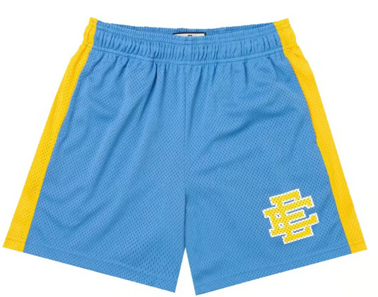 Eric Emanuel Blue/Yellow Stripe/Yellow Logo Shorts