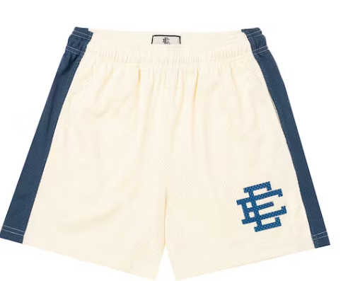Eric Emanuel Cream/Navy Stripe/Navy Logo Shorts