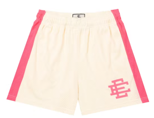 Eric Emanuel Cream/Pink Stripe/Pink Logo Shorts