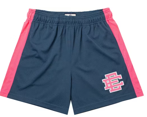 Eric Emanuel Navy/Pink Stripe/Pink Logo Shorts