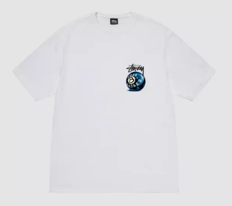 Stussy X Born & Raised 8 Ball White Tee